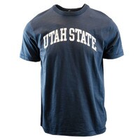 Utah State distressed text washed navy t-shirt